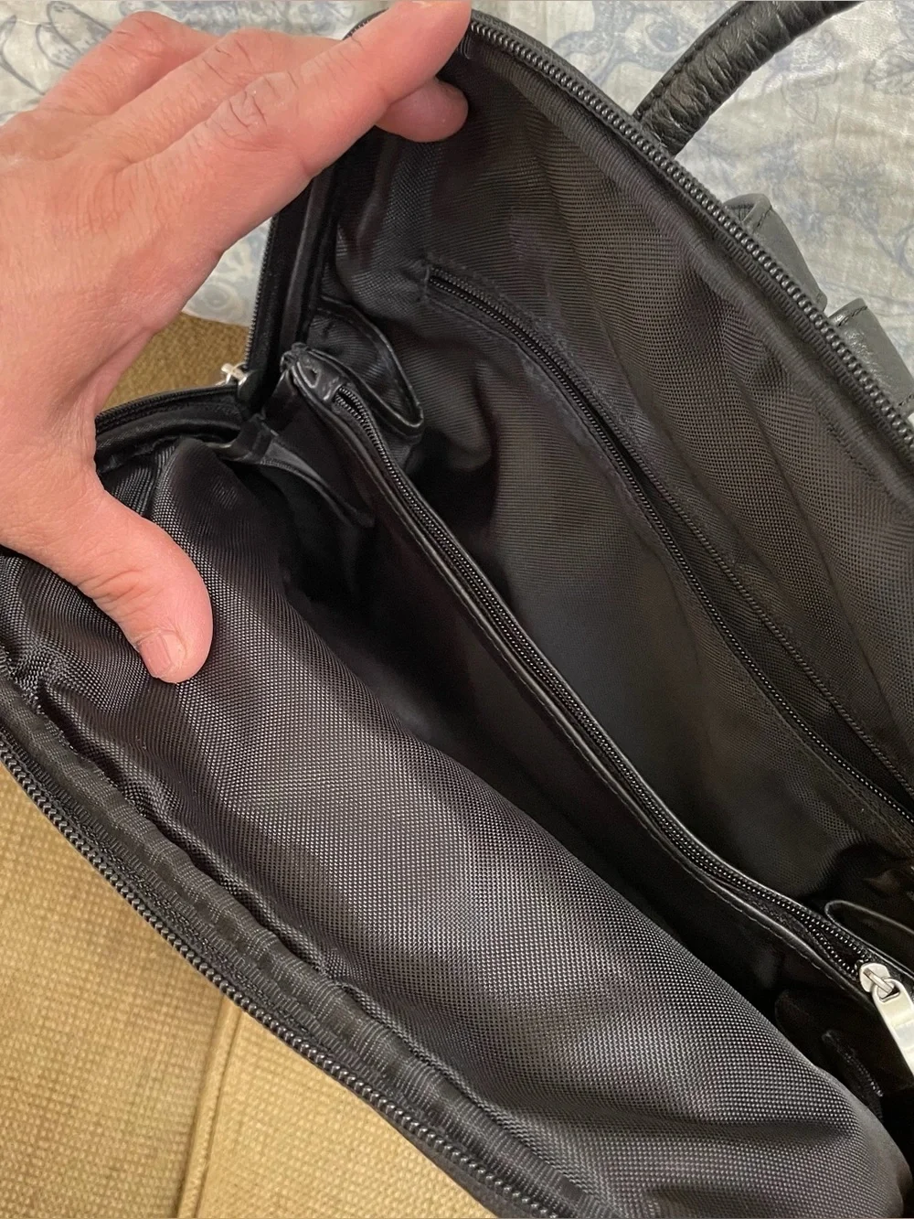 Vintage Black pebbled leather backpack purse